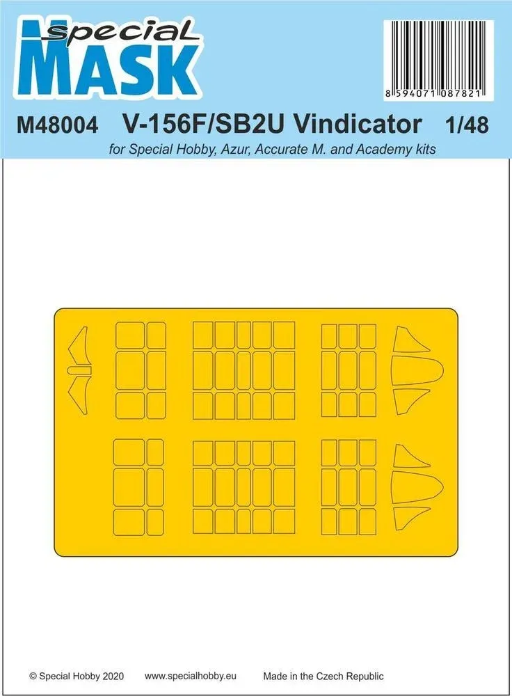 Sada maskovacích šablon Special Hobby M48004 pro V-156F/SB2U Vindicator v měřítku 1/48