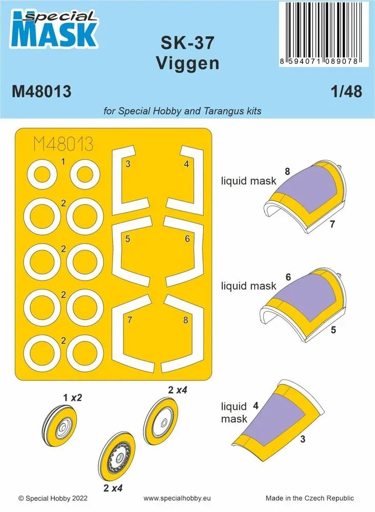 Maskovací sada Special Hobby M48013 SK-37 Viggen v měřítku 1/48