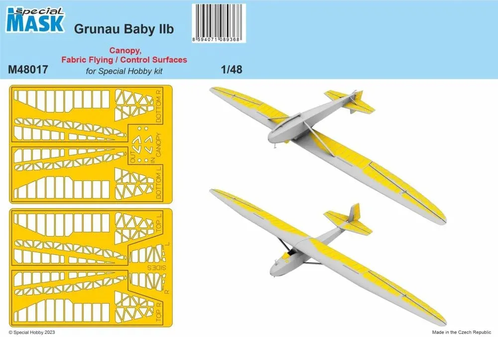 Maskovací sada Special Hobby M48017 pro Grunau Baby IIB v měřítku 1/48
