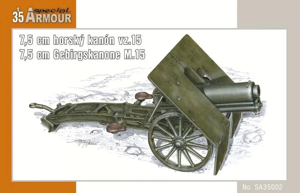 Krabice stavebnice Special Hobby SA35002 7,5 cm horský kanon vz.15 v měřítku 1/35