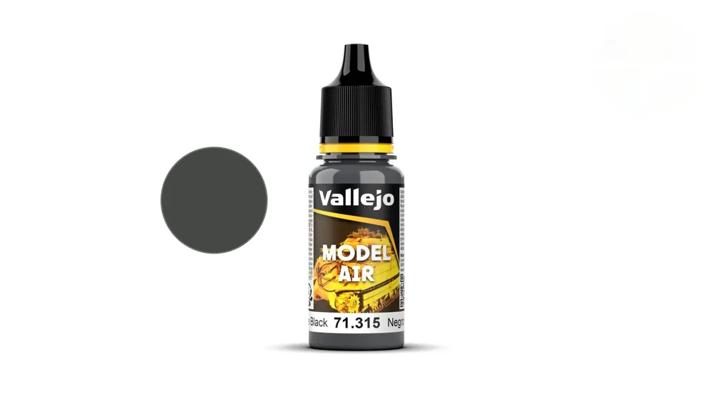 Lahvička akrylové barvy Vallejo Model Air 71315 černá pneumatiková Tyre Black 18 ml