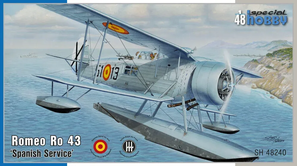 Krabice stavebnice Special Hobby SH48240 Romeo Ro.43 ve španělských službách v měřítku 1/48