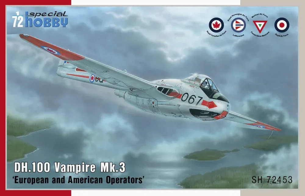 Krabice stavebnice Special Hobby SH72453 DH.100 Vampire Mk.3 v měřítku 1/72