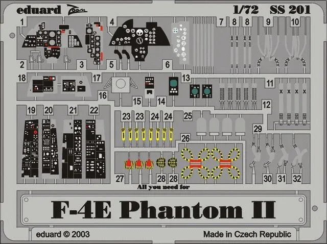 Barevný fotolept Eduard SS201 Zoom pro kokpit F-4E Phantom II (Hasegawa)