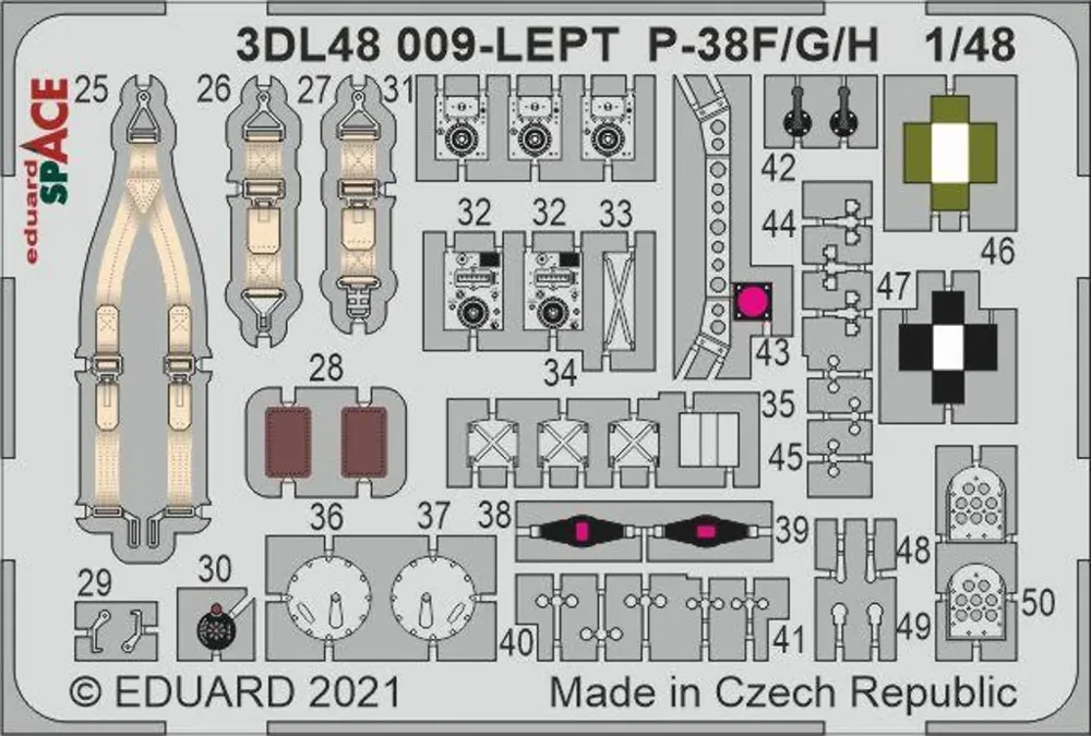 Aršík Eduard SPACE 3DL48009 P-38F 1/48 s 3D obtisky a ocelovými leptanými díly