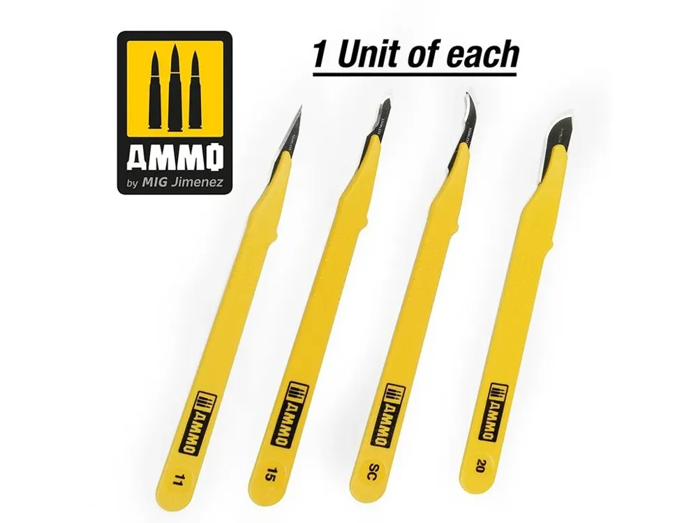 Sada modelářských čepelí AMMO Mig 8696 Standard Blade Set, 4 ks v balení