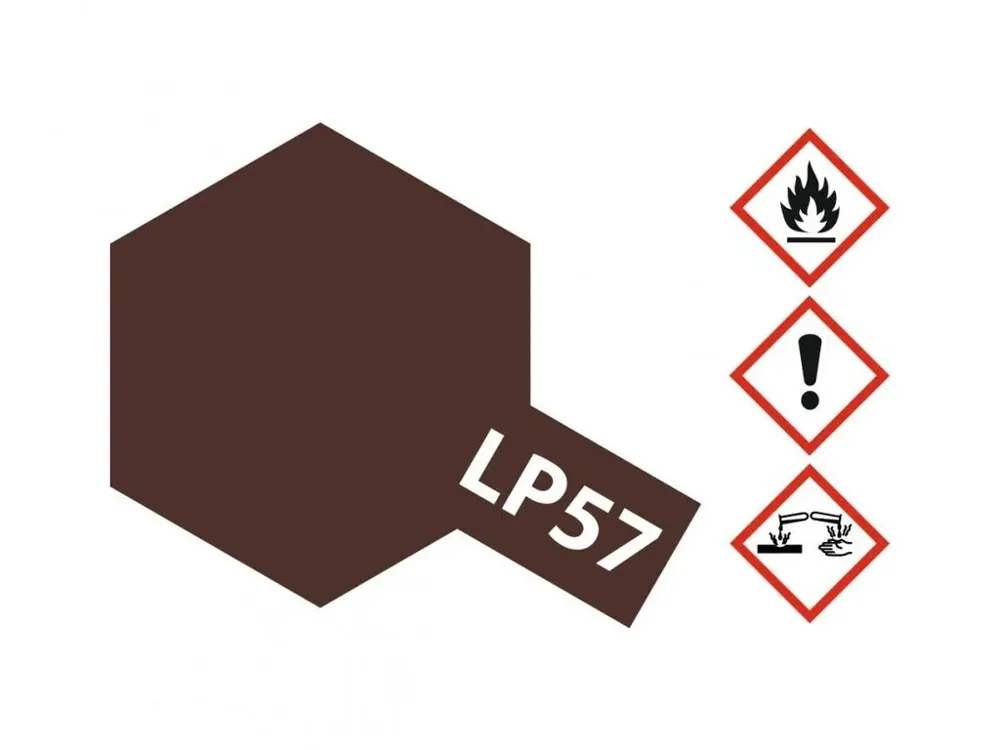 Skleněná lahvička lakové barvy Tamiya LP-57 červenohnědá 2 (Red Brown 2) 10 ml