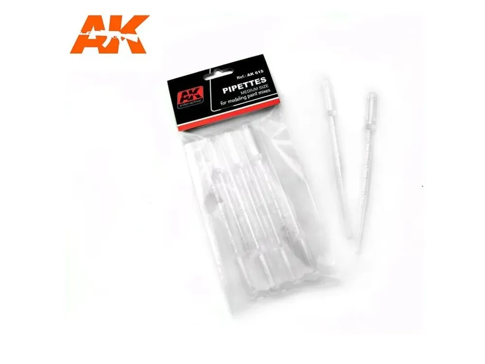 Balení modelářských pipet AK Interactive AK615 střední velikosti, 7 kusů