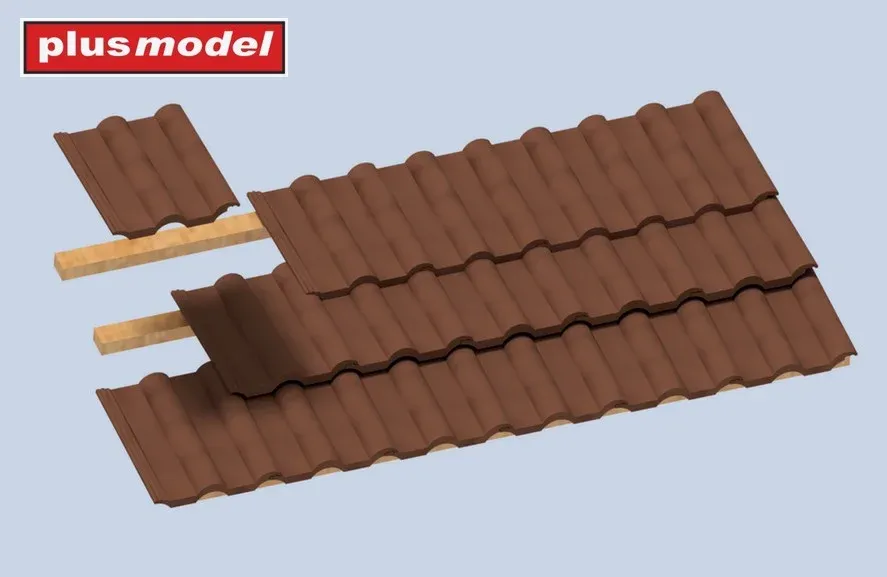 Vlnité střešní tašky Plus Model 566 v měřítku 1/35, sada 84 kusů z 3D tisku