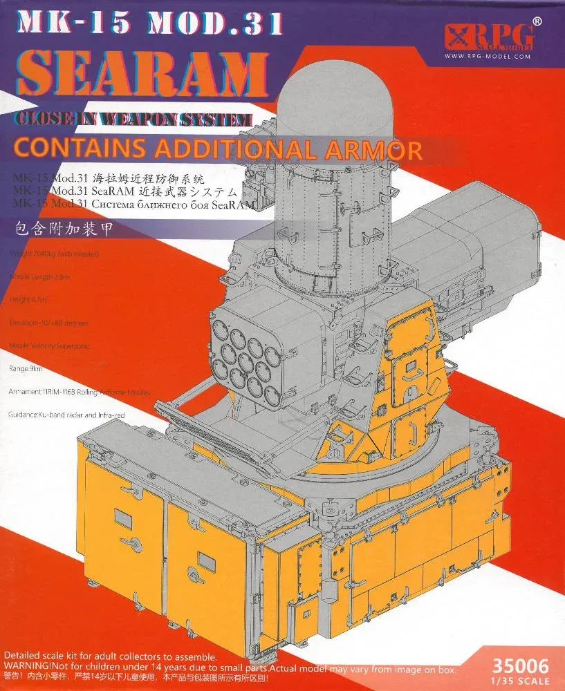 Stavebnice RPG Model RPG35006 Mk.15 Mod.31 SeaRAM 1/35 s přídavným pancéřováním a fotolepty