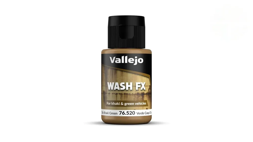 Lahvička akrylového washe Vallejo Wash FX 76520 tmavá khaki zelená 35 ml
