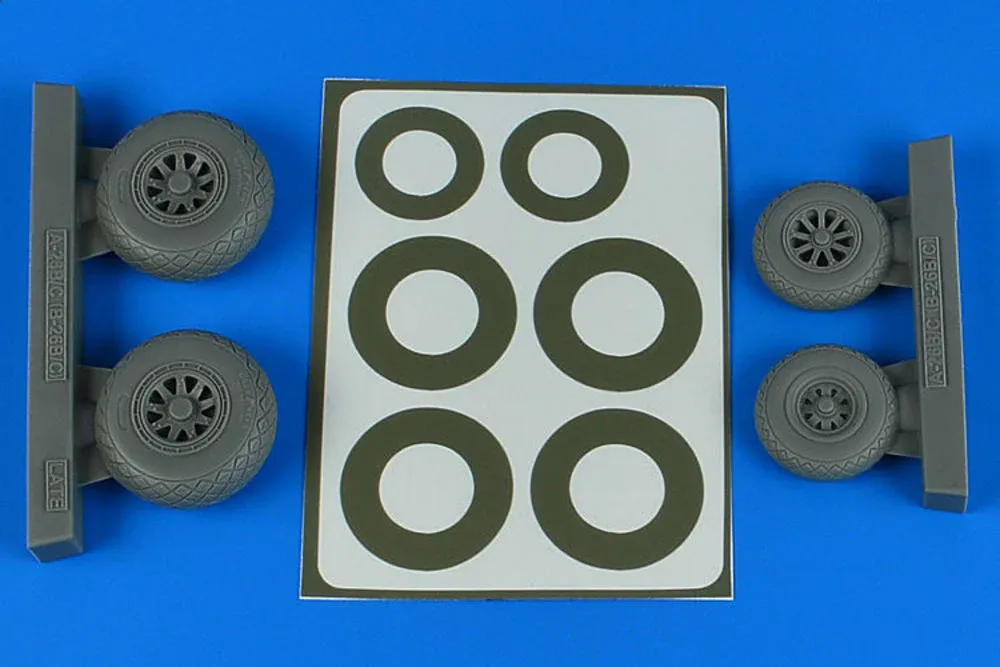 Resinová kola Aires 4849 s diamantovým vzorem a maskovací masky pro A-26 Invader 1/48