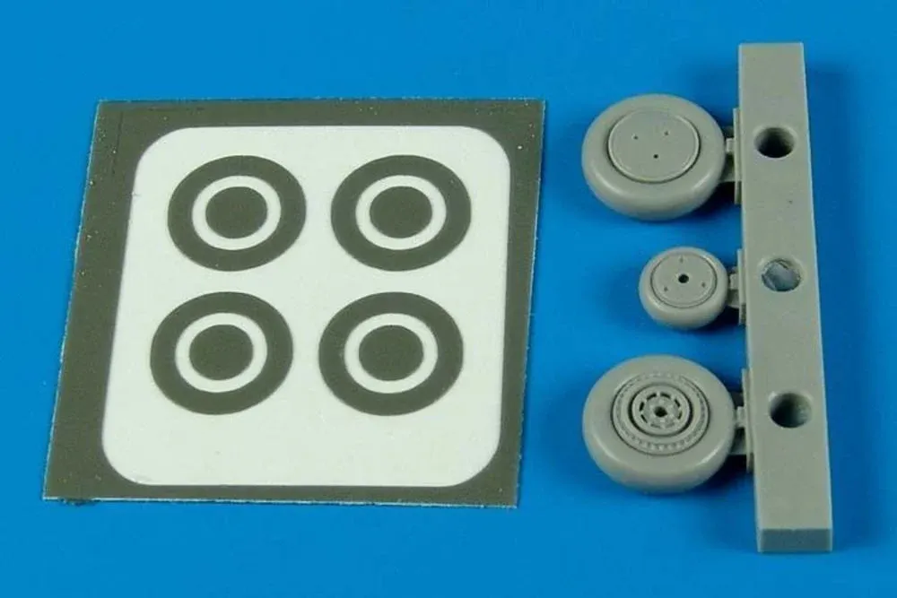 Resinová kola a maskovací šablony Aires 7287 pro P-39 Airacobra 1/72 Academy