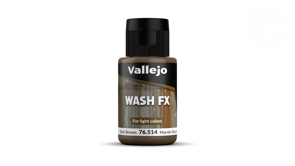 Lahvička akrylového washe Vallejo Wash FX 76514 tmavě hnědý wash (Dark Brown) 35 ml