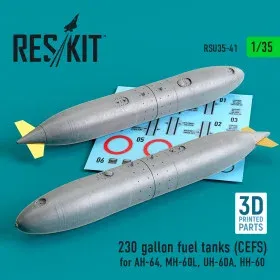 3D tištěné přídavné palivové nádrže 230 gal Reskit RSU35-0041 v měřítku 1/35, 2 díly