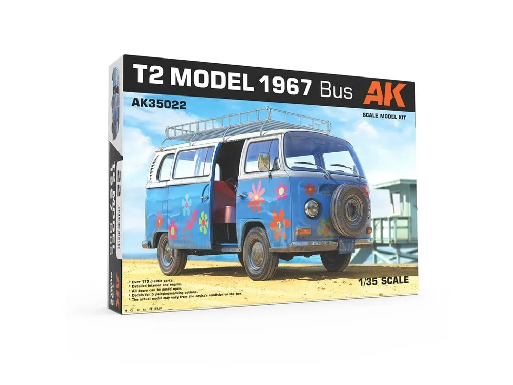Krabice plastikové stavebnice AK Scale Models AK35022 T2 Model 1967 autobus v měřítku 1/35