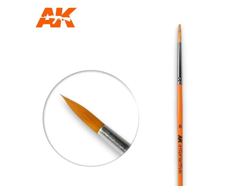 Modelářský kulatý syntetický štětec AK Interactive AK607 velikosti 8