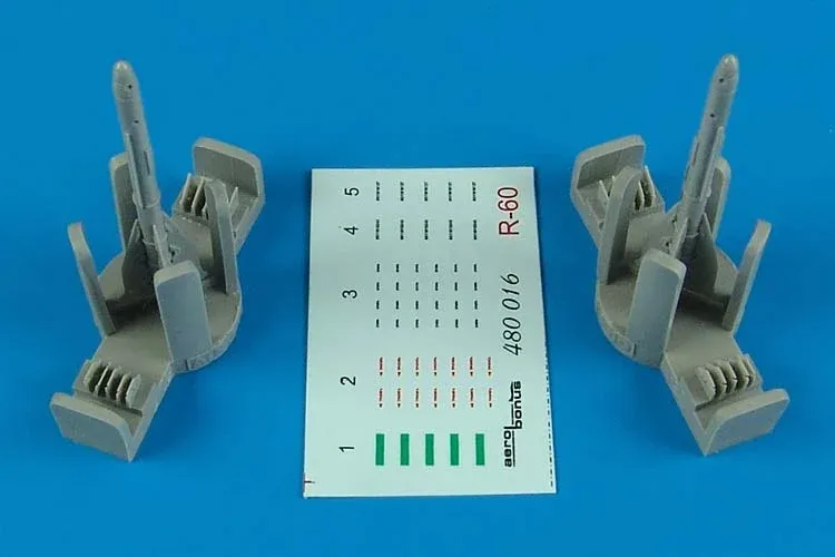 Doplňková sada Aires 480016 R-60 (AA-8 Aphid) v měřítku 1/48, střely vzduch-vzduch pro modely letadel
