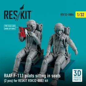 3D tištěné figurky pilotů RAAF F-111 v sedačkách Reskit RSF32-0004 v měřítku 1/32