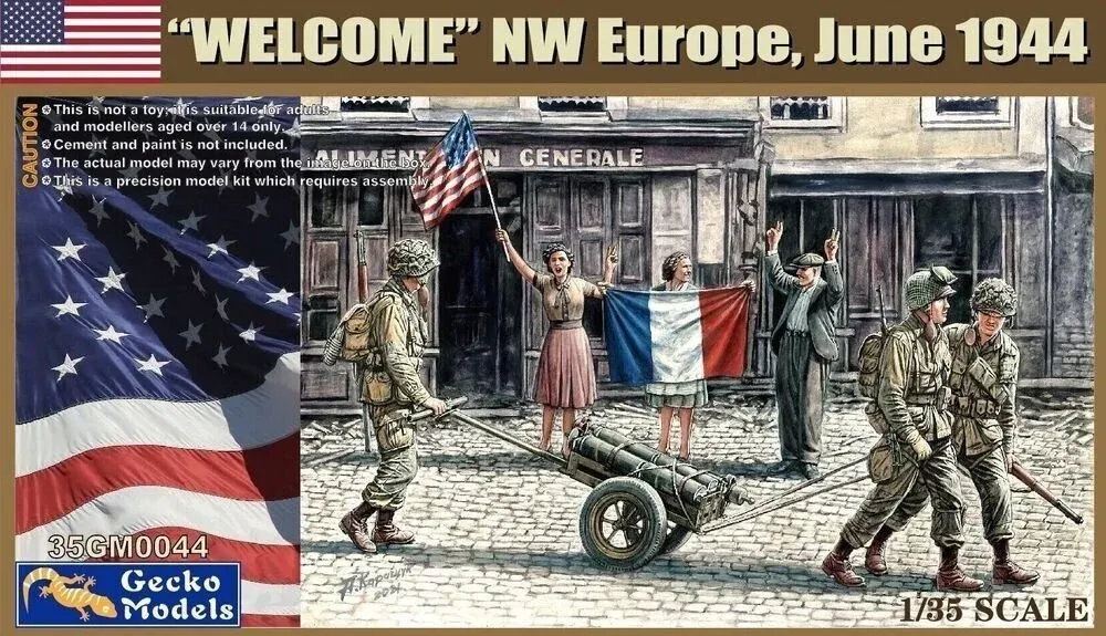 Krabička stavebnice figurek Gecko Models 35GM0044 Welcome NW Europe 1944 v měřítku 1/35
