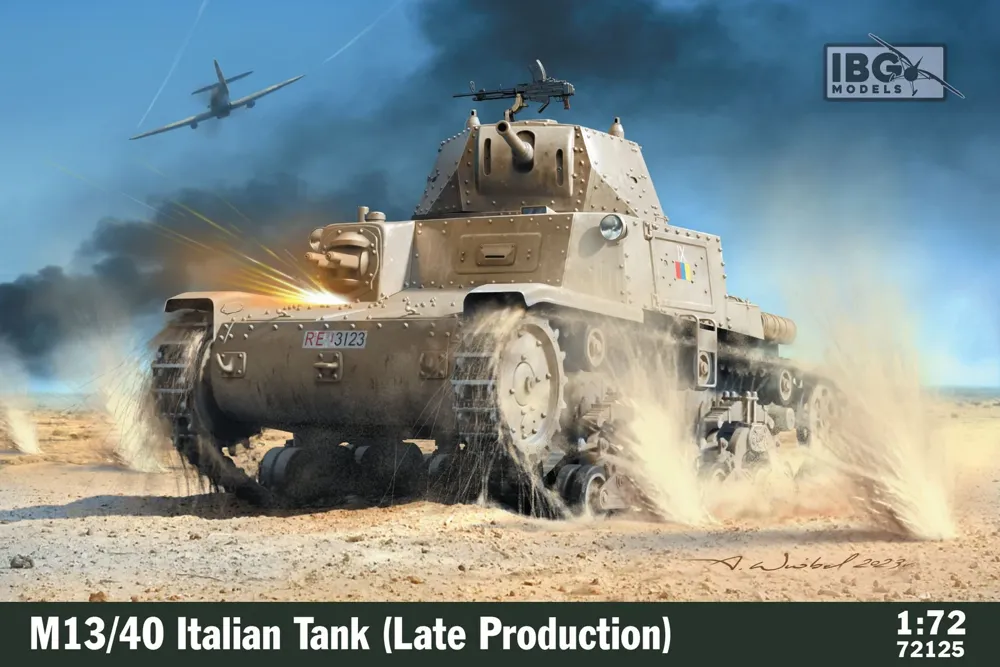 Krabice plastikové stavebnice IBG Models 72125 italský tank M13/40 v měřítku 1/72