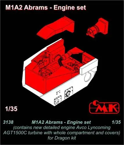 Resinová sada CMK 3138 M1A2 Abrams motor pro stavebnici Dragon v měřítku 1/35