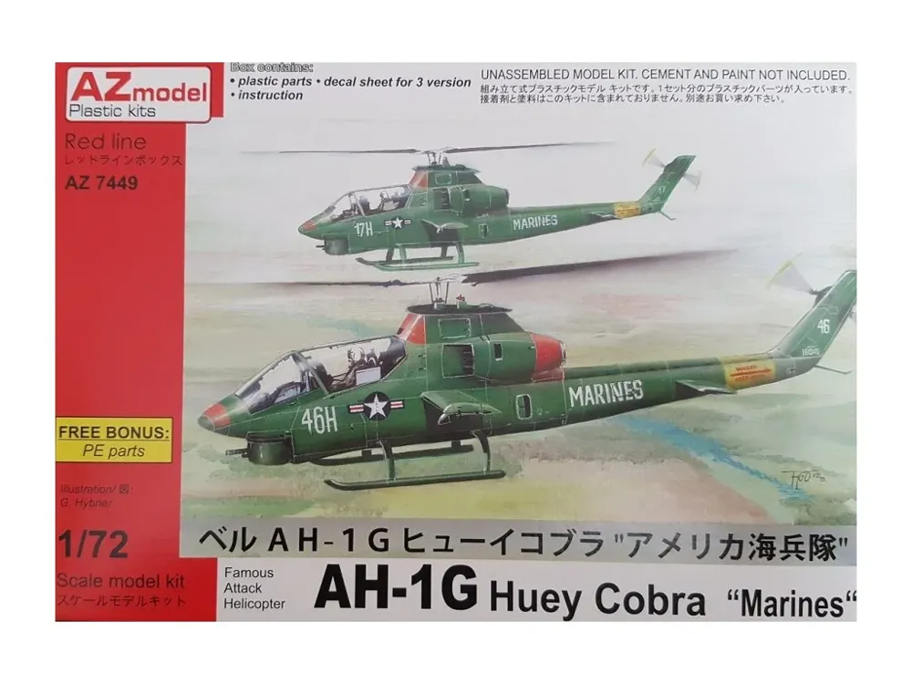 Krabice plastikové stavebnice AZ Model 1/72 AH-1G Huey Cobra Marines