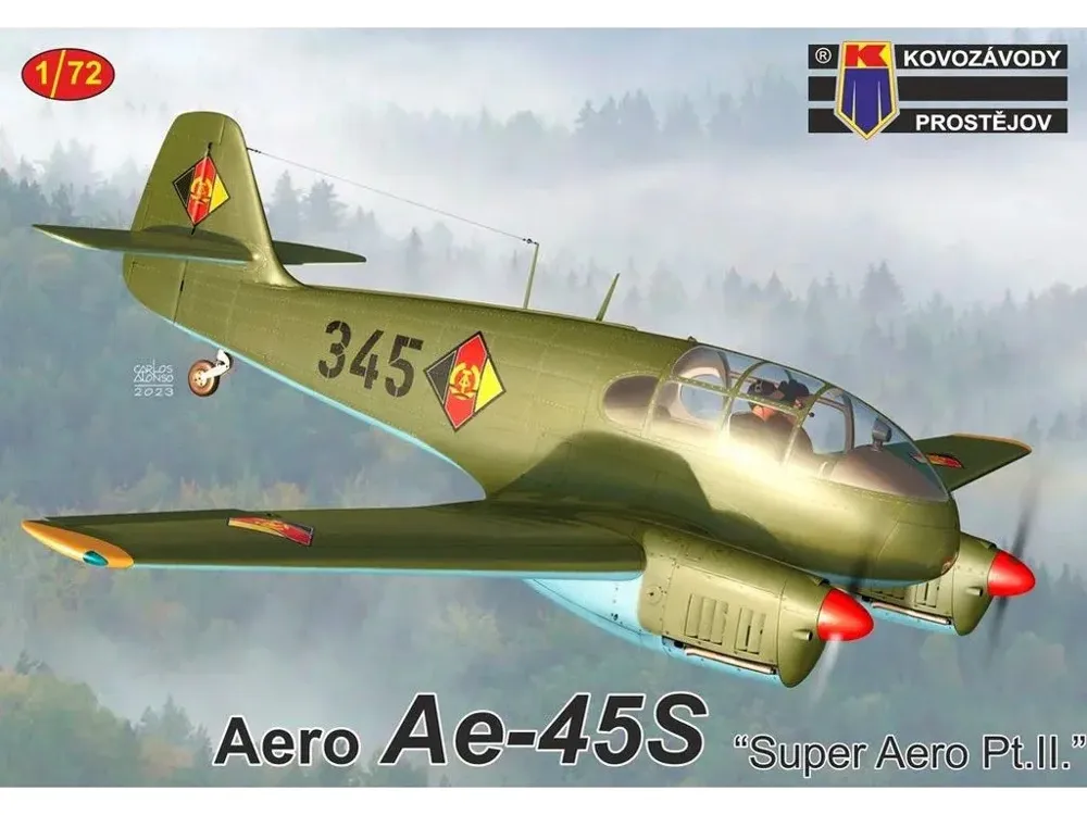 Krabice plastikové stavebnice Kovozávody Prostějov Aero Ae-45S v měřítku 1/72