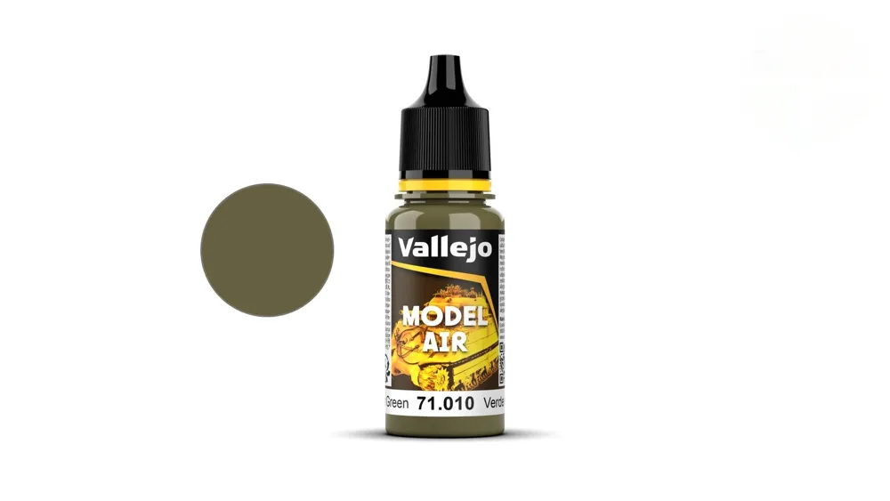 Kapátková lahvička akrylové barvy Vallejo Model Air 71010 interiérová zelená 18 ml