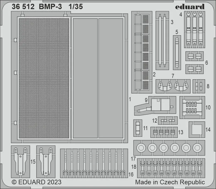 Fotoleptaná sada Eduard 36512 BMP-3 1/35 pro stavebnici Zvezda