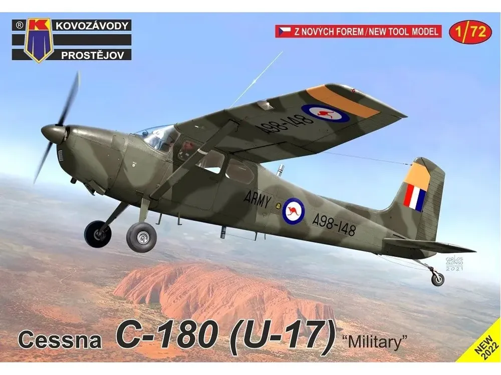 Krabice plastikové stavebnice Kovozávody Prostějov KPM0237 Cessna C-180 (U-17) Military 1/72