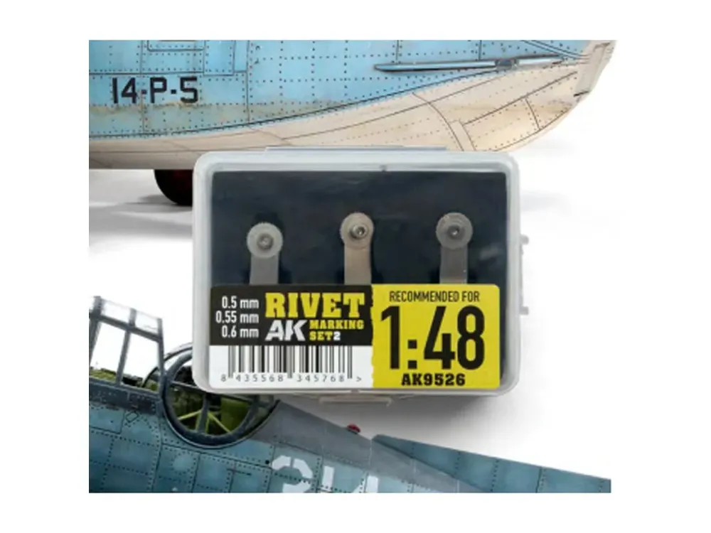 Sada nýtovacích koleček AK Interactive AK9526 Rivet Marking Set 2 pro měřítko 1:48