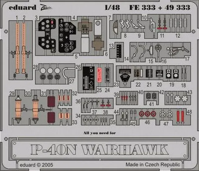 Barevné fotolepty Eduard FE333 Zoom pro model P-40N od Hasegawy v měřítku 1/48