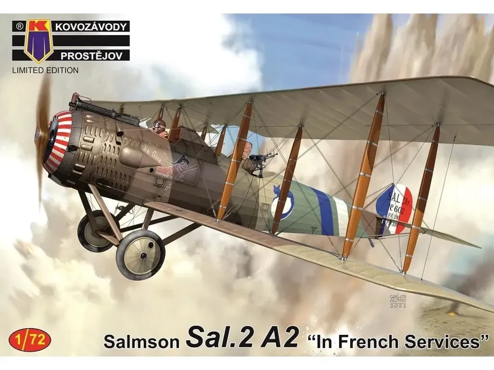 Krabice stavebnice Kovozávody Prostějov 1/72 Salmson Sal.2A2 In French Services, kód KPM0333
