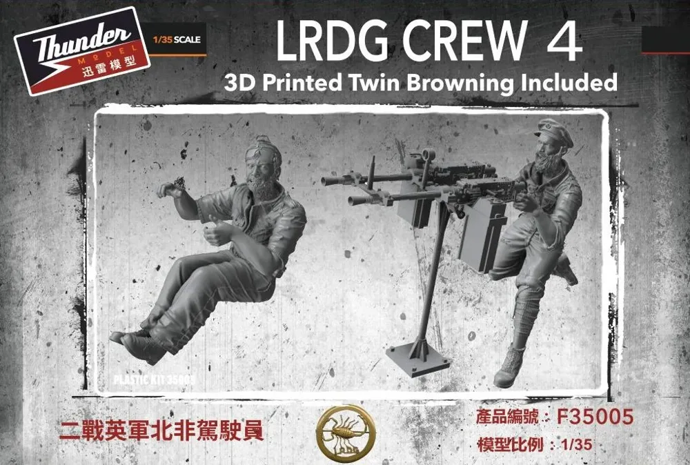 Sada figurek Thunder Model TMF35005 LRDG Crew 4 v měřítku 1/35 – posádka Long Range Desert Group