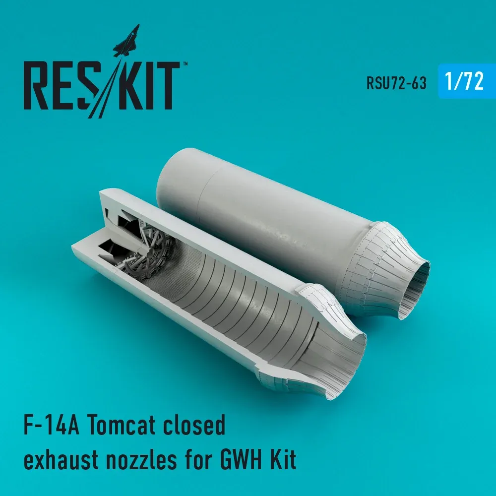 Sada Reskit RSU72-0063 uzavřené výfukové trysky F-14A Tomcat 1/72 pro stavebnici GWH