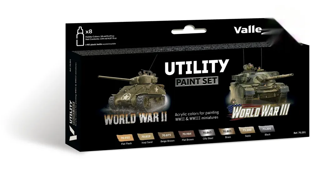 Sada akrylových barev Vallejo Model Color 70201 Utility Paint Set WWII, 8 lahviček po 18 ml