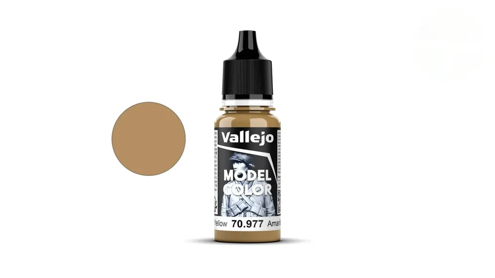 Lahvička akrylové barvy Vallejo Model Color 70977 pouštní žlutá matná, 18 ml