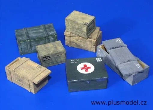 Resinové díly sady Plus Model 096 přepravní bedny v měřítku 1/35