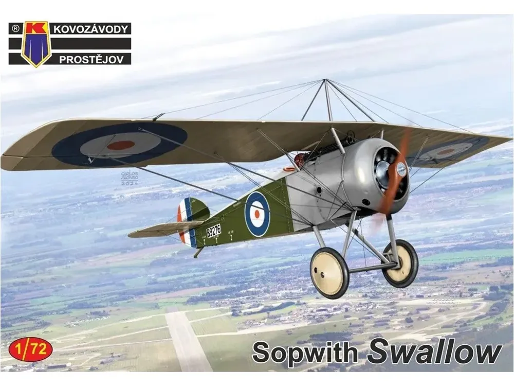 Krabice stavebnice Kovozávody Prostějov KPM0484 Sopwith Swallow v měřítku 1/72