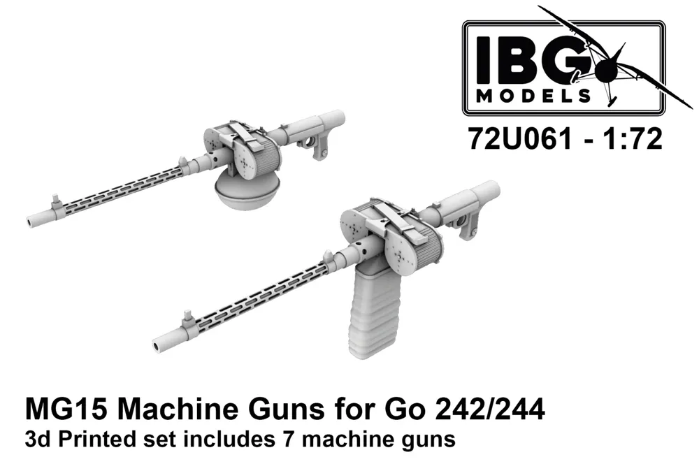 3D tištěné kulomety MG 15 IBG Models 72U061 v měřítku 1/72 pro Gotha Go 242/244