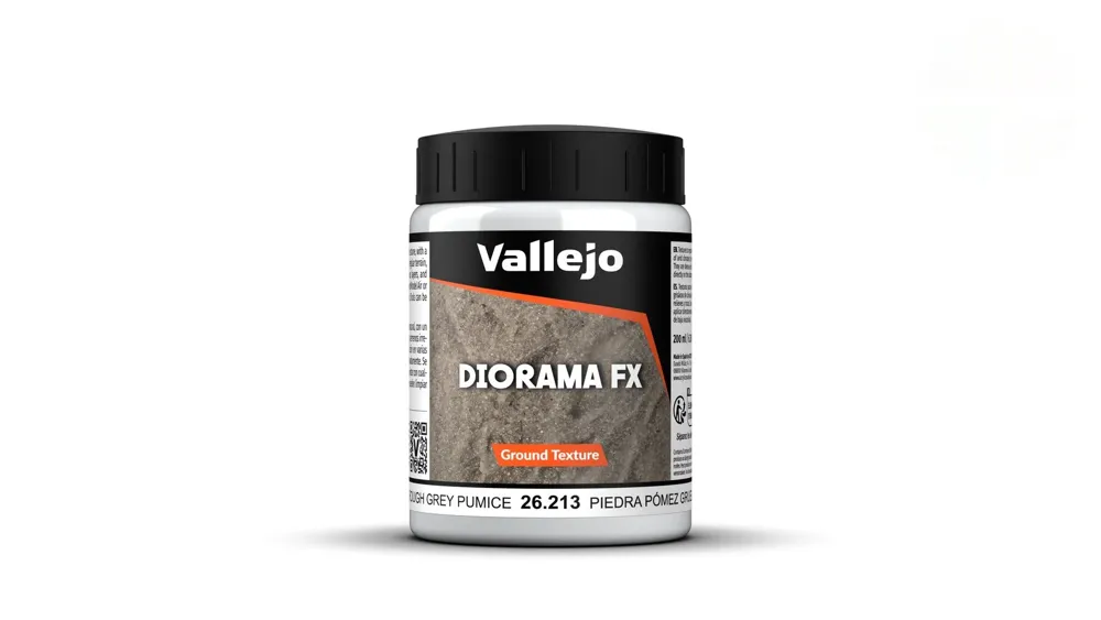 Nádobka texturové pasty Vallejo Diorama FX 26213 šedá pemzová textura 200 ml