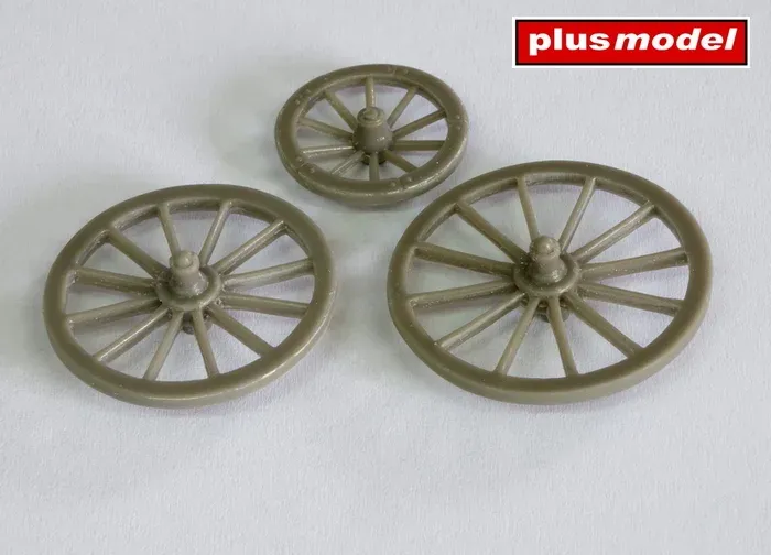 Resinová loukoťová kola Plus Model EL067 v měřítku 1/35, tři druhy kol různých průměrů
