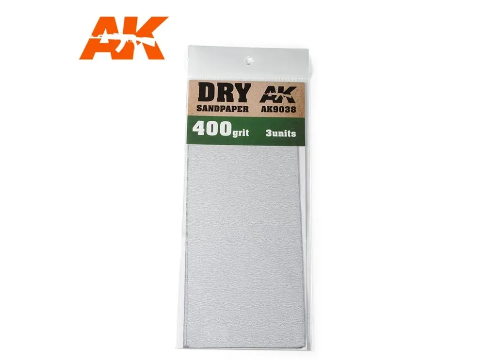 Brusný papír AK Interactive AK9038 Dry Sandpaper zrnitost 400, balení 3 ks