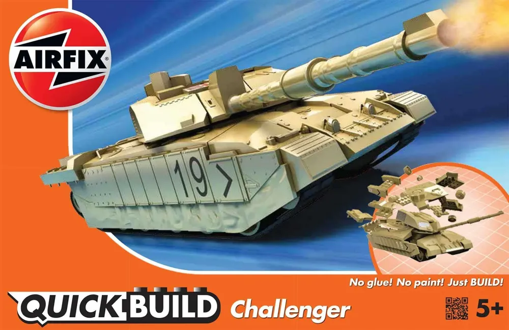 Krabice stavebnice Airfix Quick Build J6010 Challenger – zacvakávací model britského tanku