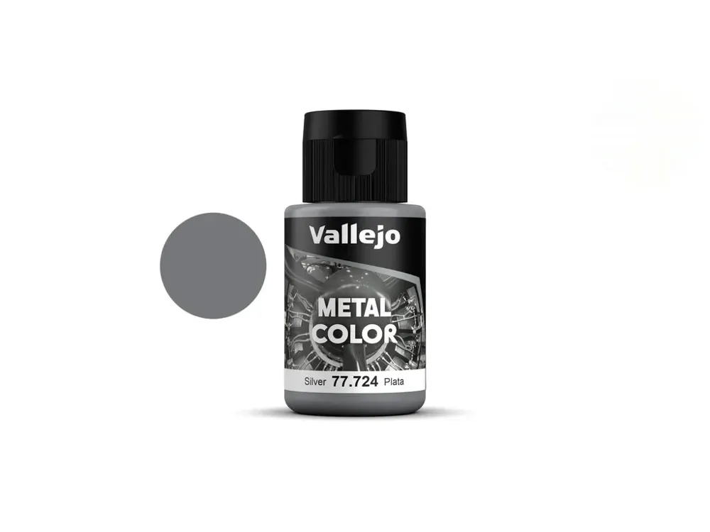 Lahvička akrylové metalické barvy Vallejo Metal Color 77724 stříbrná, 32 ml