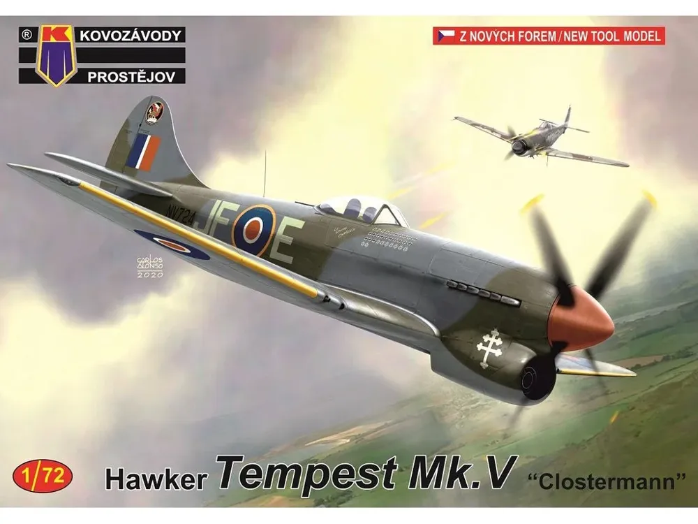Krabice stavebnice Kovozávody Prostějov KPM0220 Hawker Tempest Mk.V Clostermann v měřítku 1/72