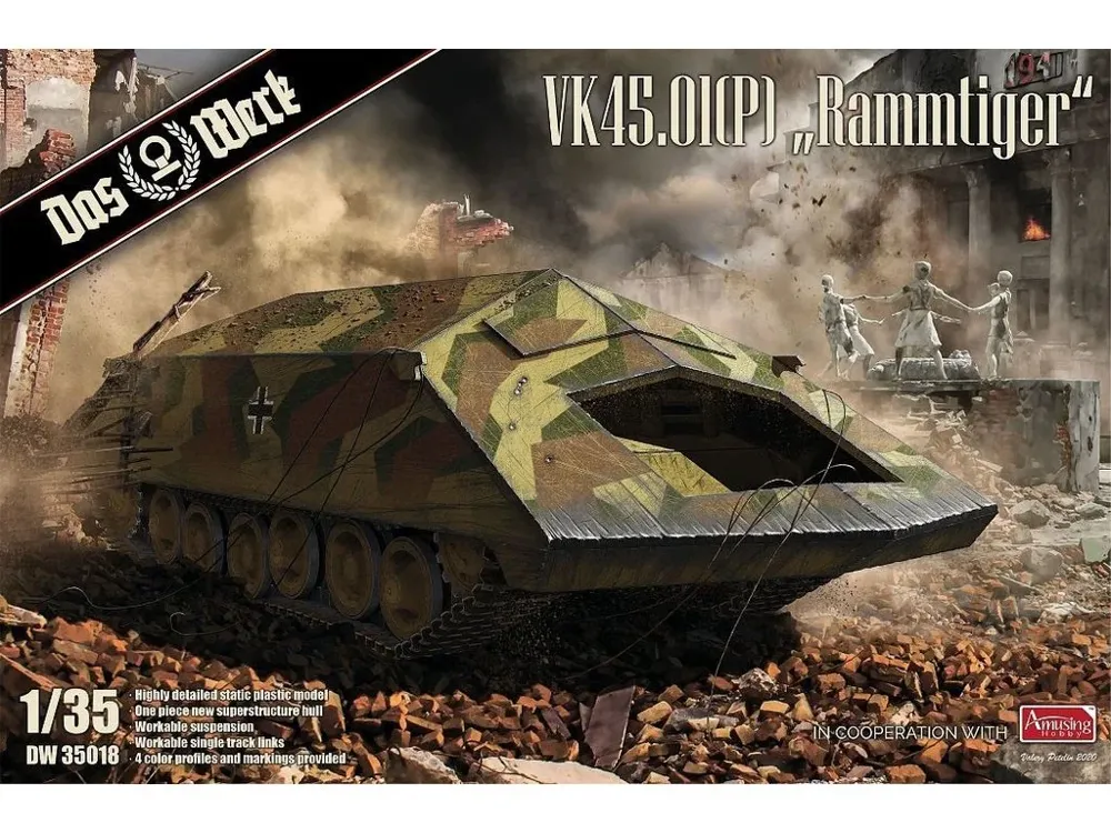 Krabice plastové stavebnice Das Werk 1/35 VK4501(P) Rammtiger, kód DW35018