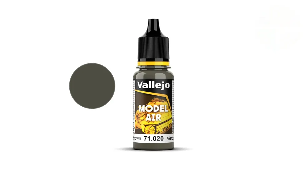 Lahvička akrylové barvy Vallejo Model Air 71020 zelenohnědá Green Brown 18 ml