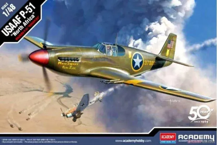 Krabice plastikové stavebnice Academy 12338 USAAF P-51 North Africa v měřítku 1/48